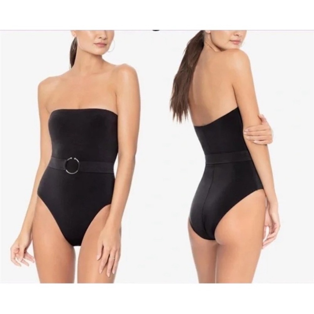 Robin Piccone Luca Bandeau One Piece Swimsuit in Black New With Tags Size 14 - Picture 9 of 9